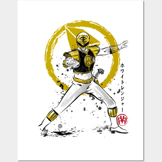 White Ranger sumi e Wall Art by DrMonekers